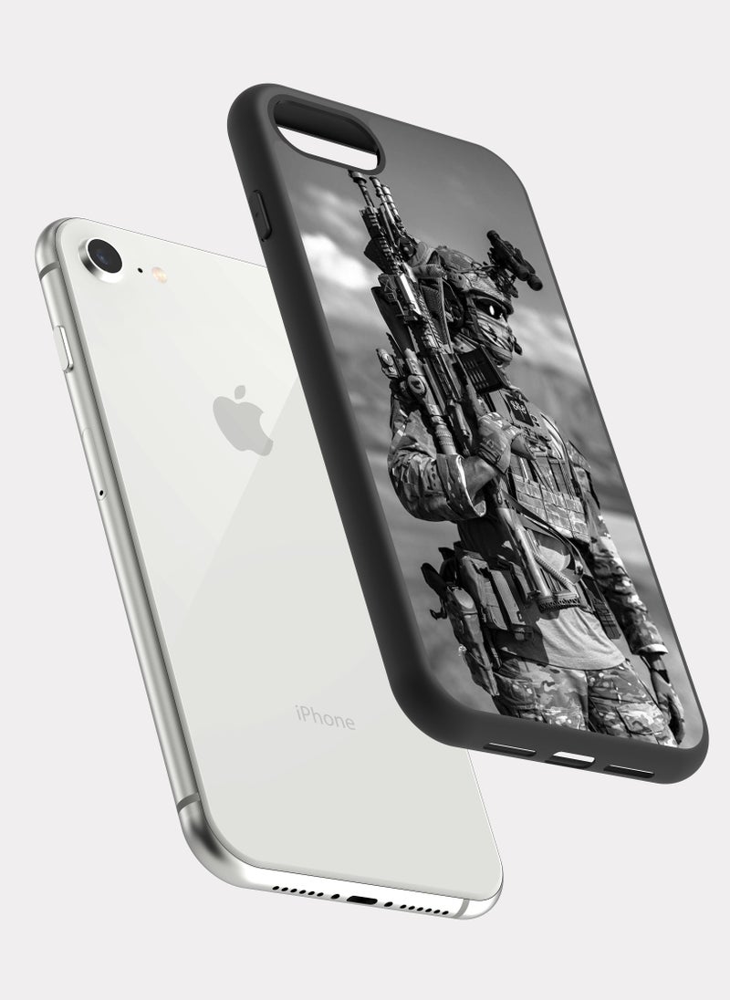 بكسلات كفر ايفون 7 جندي مقاتل ابيض اسود - Image 2