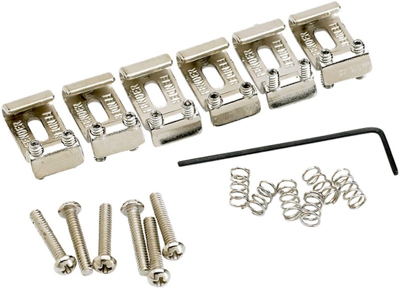 Fender 099-2051-000 American Vintage Stratocaster Bridge Saddles Set (Nickel, 6 Pieces) - Image 1