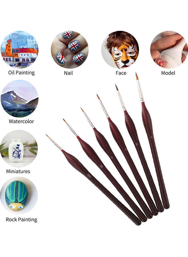 NIBEMINENT 6-Piece Professional Miniature Fine Artist Painting Brush Red - Image 4