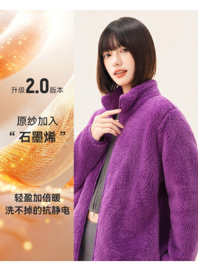 Flying in the snow New Autumn Winter Short Stand Collar Large Pocket Unisex Coral Fleece Jacket - Image 1