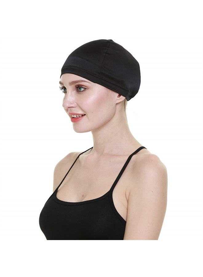FocusCare Wig Cap,100% Mulberry Silk Hair Loss Cancer Women Bald Head Elastic Band Black - Image 1