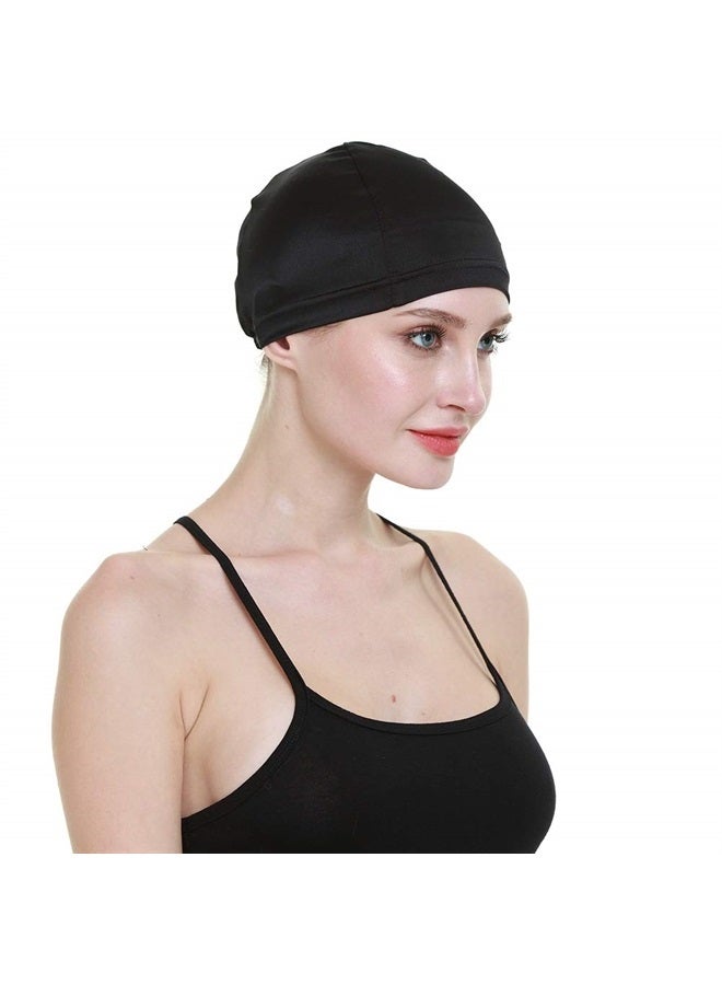 FocusCare Wig Cap,100% Mulberry Silk Hair Loss Cancer Women Bald Head Elastic Band Black - Image 5