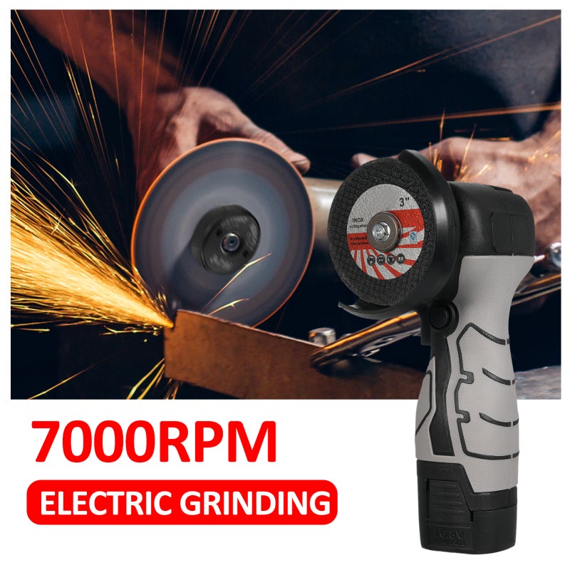 Cordless Angle Grinder: 16.8V 2000mAh Battery, 7000Rpm High Speed - Thickened Protection Cover, Ergonomic Anti-Slip Handle for Indoor Outdoor Decoration Property Maintenance - Image 5