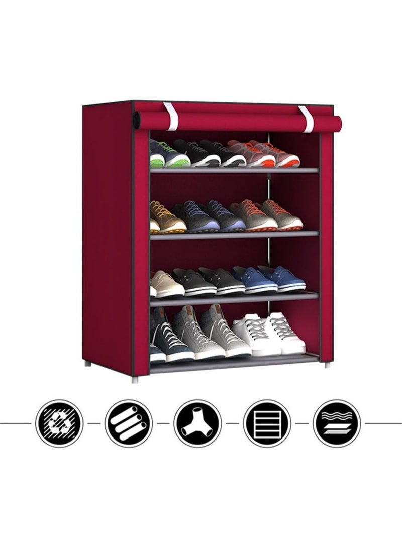 رف أحذية 6 طبقات مع تصميم مقاوم للغبار، رف تخزين قابل للتعديل DIY، قماش سميك مضاد للرطوبة وإطار فولاذي مطل بالزنك، متعدد الألوان للغرفة/الصالة (30x60x90 سم) - Image 5