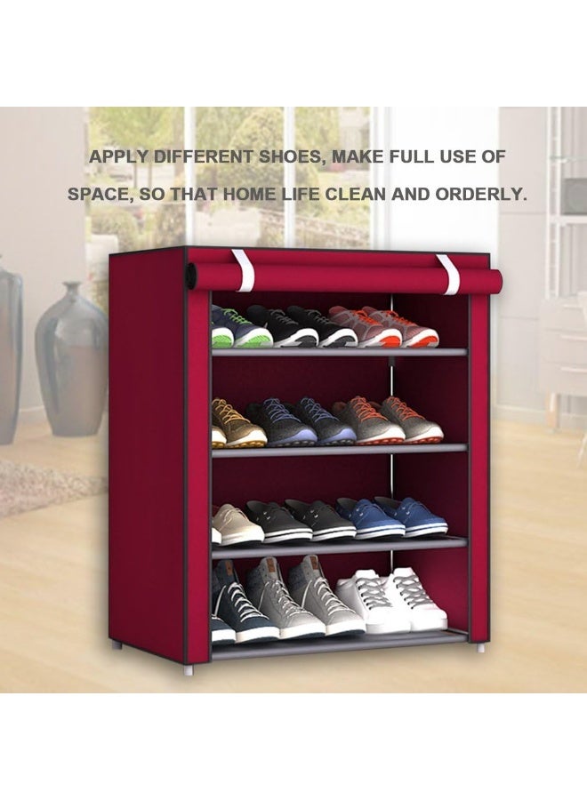 رف أحذية 6 طبقات مع تصميم مقاوم للغبار، رف تخزين قابل للتعديل DIY، قماش سميك مضاد للرطوبة وإطار فولاذي مطل بالزنك، متعدد الألوان للغرفة/الصالة (30x60x90 سم) - Image 4