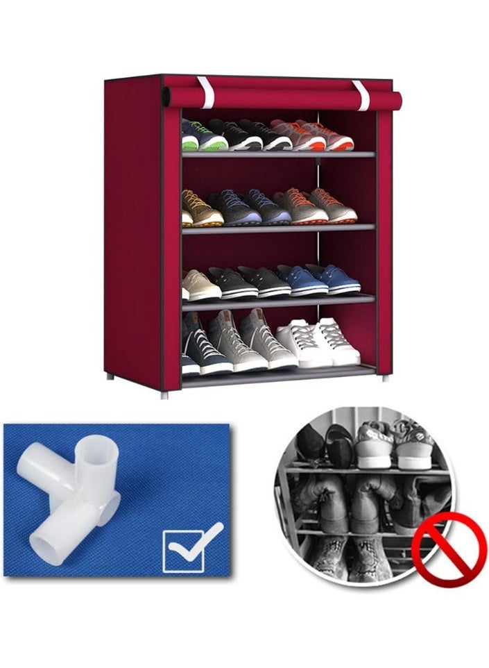رف أحذية 6 طبقات مع تصميم مقاوم للغبار، رف تخزين قابل للتعديل DIY، قماش سميك مضاد للرطوبة وإطار فولاذي مطل بالزنك، متعدد الألوان للغرفة/الصالة (30x60x90 سم) - Image 3