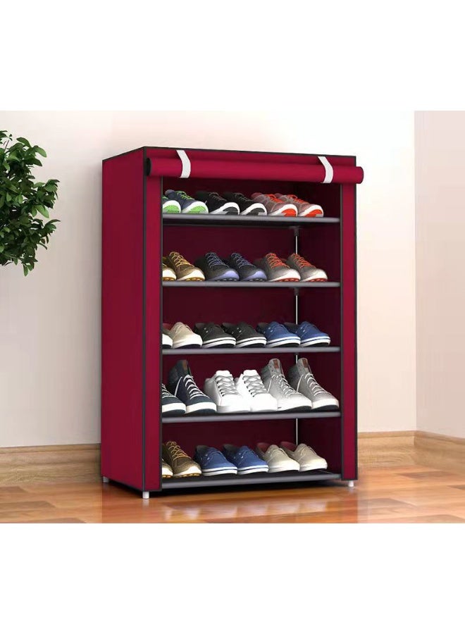 رف أحذية 6 طبقات مع تصميم مقاوم للغبار، رف تخزين قابل للتعديل DIY، قماش سميك مضاد للرطوبة وإطار فولاذي مطل بالزنك، متعدد الألوان للغرفة/الصالة (30x60x90 سم) - Image 1