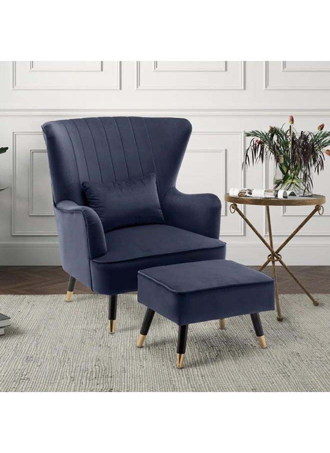 Al Home Deep Blue Velvet Chair with Pouf Swedish Wood By Alhome 80
Pouf : 55x85
Pouf 45 cm 