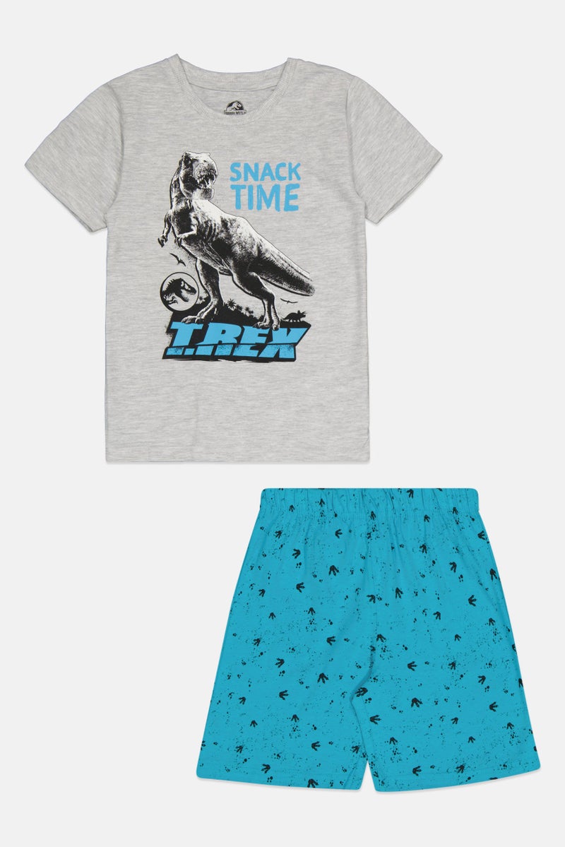 JURASSIC WORLD Kids Boy 2 Pcs Graphic Print T-Shirt And Shorts Pajama Set, Multicolor - Image 1