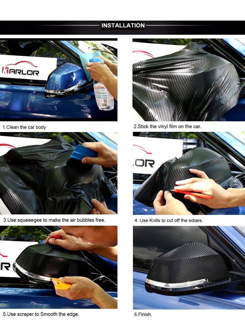 Generic 50cmx152cm 5D High Glossy Carbon Fiber Vinyl Wrap Film Auto Car Decals Truck Interior DIY Decoration Air Free Bubble Tuning Part Sticker Car Styling Accessories (Black)  - Image 5