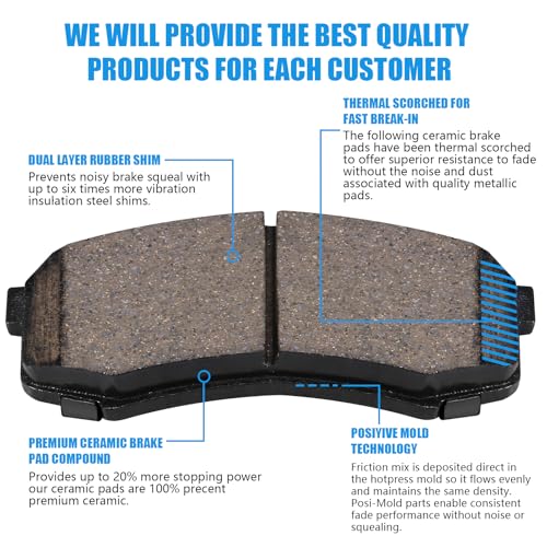 HYFTJYZ Ceramic Front and Rear Brake Pads Compatible with 2010-2023 Lexus GX460;2003-2009 Lexus GX470;2003-2024 Toyota 4Runner;2007-2014 Toyota FJCruiser;For Select 2001-2007 Toyota Sequoia(D976+D606) - Image 2
