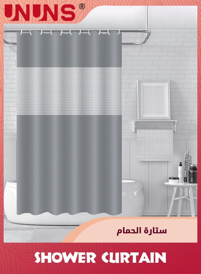 UNUNS Shower Curtain,Grey Long Shower Curtain With Visual Window And 12 Hooks For Bathroom Hotel Grade,72x72inch Waterproof Repellent Bathroom Curtain Gray - Image 1
