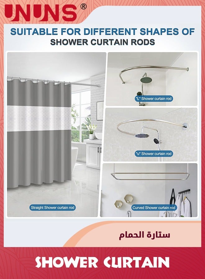 UNUNS Shower Curtain,Grey Long Shower Curtain With Visual Window And 12 Hooks For Bathroom Hotel Grade,72x72inch Waterproof Repellent Bathroom Curtain Gray - Image 5