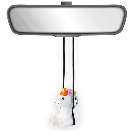 VIPbuy Handmade Wooden Swinging Unicorn Car Hanging Ornament Cute Hand Carved Painted Wood Unicorn Figurine Car Mirror Hanging Accessories Decor Gifts - Image 1