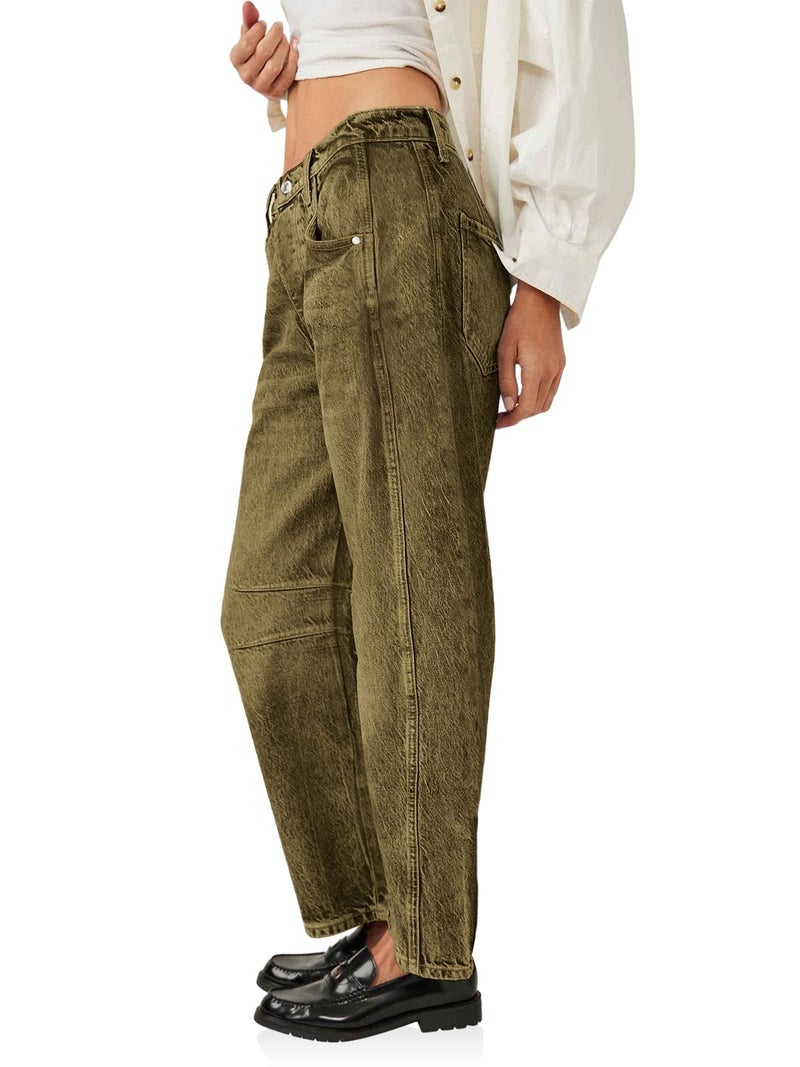 PLNOTME Women's Baggy Boyfriend Jeans Vintage Wide Leg Mid Rise Barrel Denim Ankle Pants - Image 4