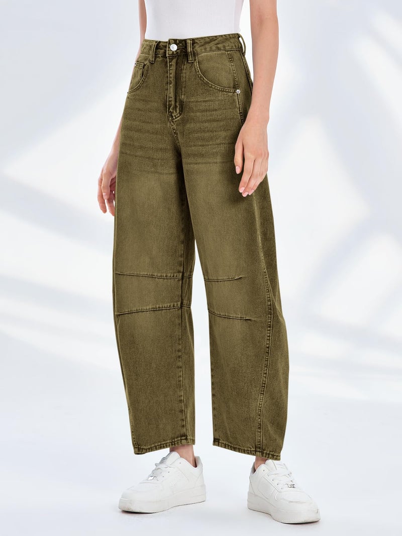 PLNOTME Women's Baggy Boyfriend Jeans Vintage Wide Leg Mid Rise Barrel Denim Ankle Pants - Image 3