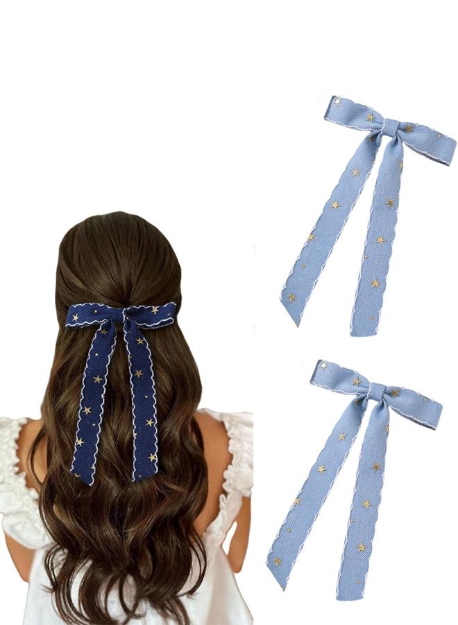 Take Two Set of 2 - Star Printed Bow Hair Clip - Image 3