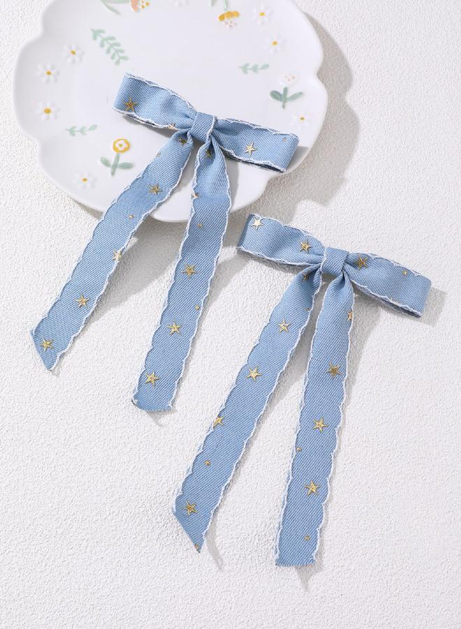 Take Two Set of 2 - Star Printed Bow Hair Clip - Image 1