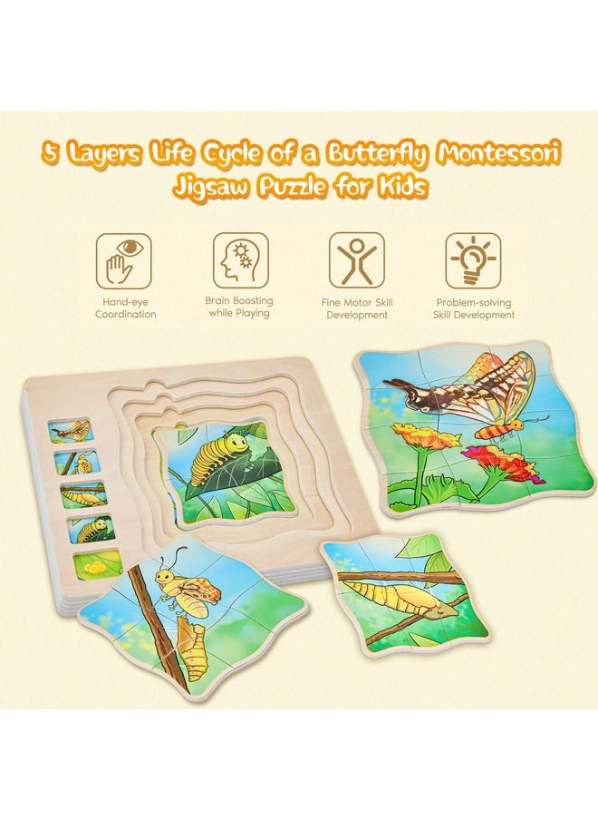 Wooden Puzzles For Kids Ages 4 8, 5 Layers Life Cycle Of A Butterfly Montessori Jigsaw Puzzle For Kids, Children Preschool Learning Educational Puzzles Toys For Boys And Girls - pzsku/Z0263AF39D4ACFA777C05Z/45/_/1724128553/a424ec6c-917a-428d-8c67-e211849f206c