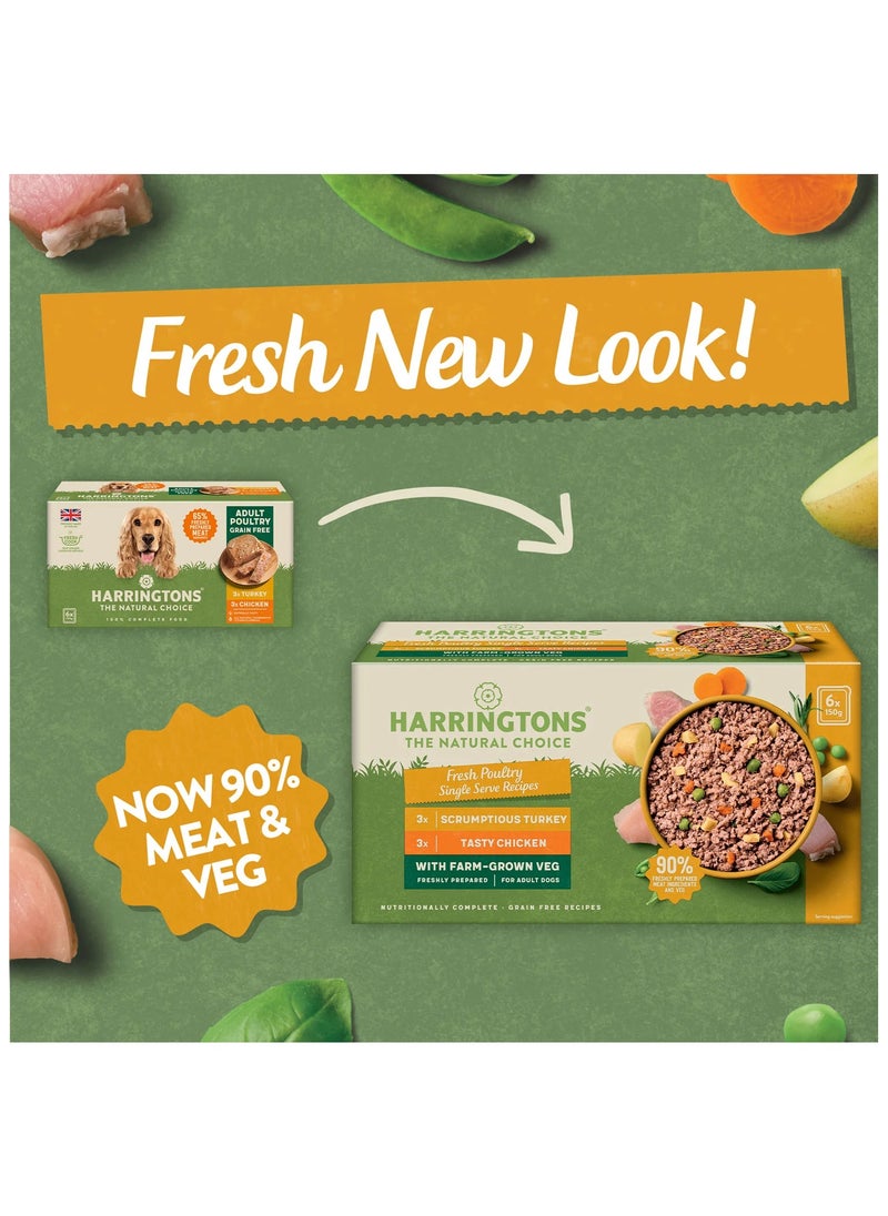 HARRINGTONS - Grain Free Poultry Selection Wet Dog Food Bumper Pack 6 x 150g - Image 1
