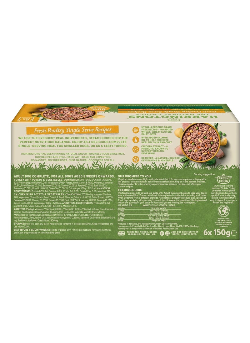 HARRINGTONS - Grain Free Poultry Selection Wet Dog Food Bumper Pack 6 x 150g - Image 1
