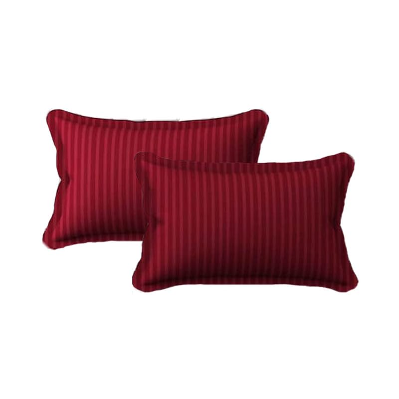 Evan Cotton Cotton Striped Plain Color Double Size Bedsheet for Double Bed with Two Pillow Covers for Home I Hotels Rooms I Guest House 90x100 Inch Maroon Color - Image 4