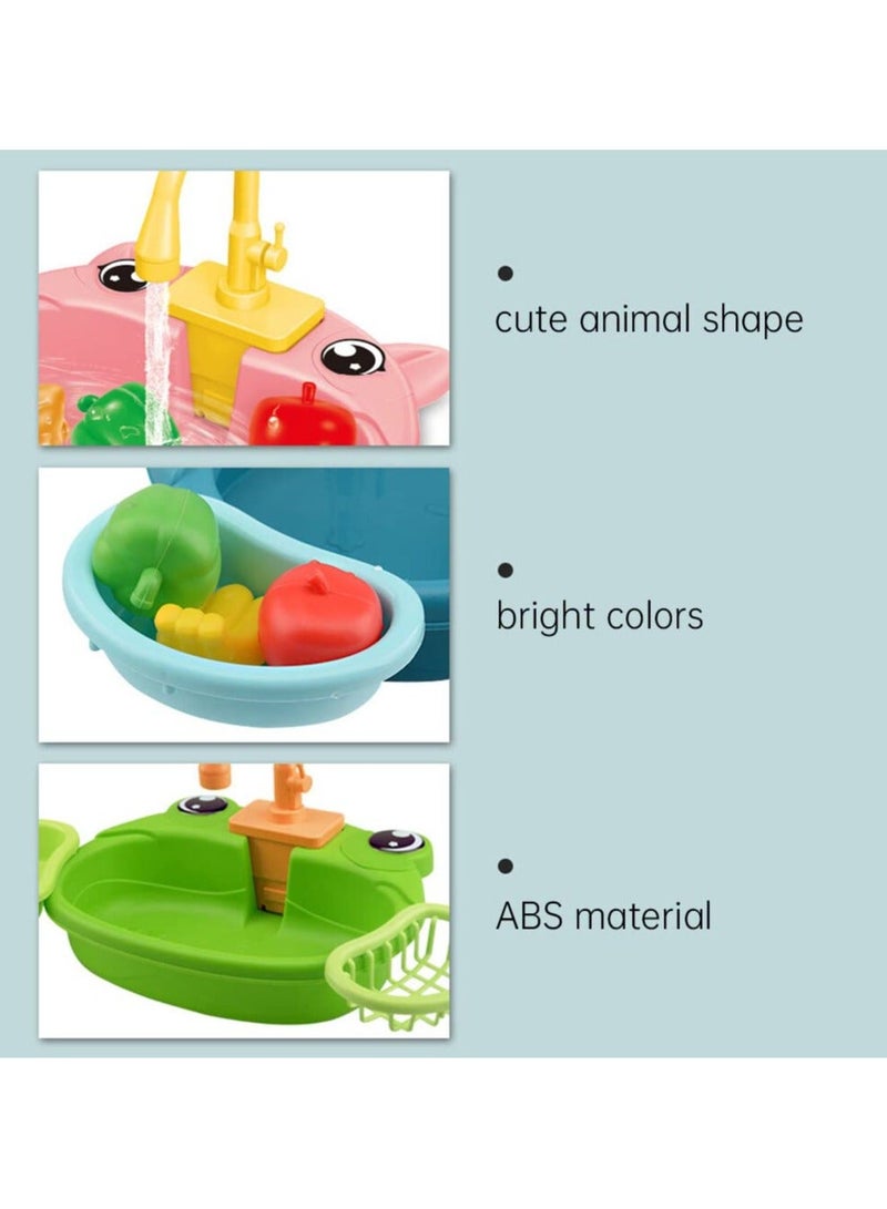 شابية لعبة حوض المطبخ للأطفال - حوض لعب تظاهري مع صنبور يعمل، ودوران مياه، وتصريف، بدون بطارية، مجموعة لعب أدوار تعليمية للأطفال الصغار والأطفال (أخضر) - Image 4