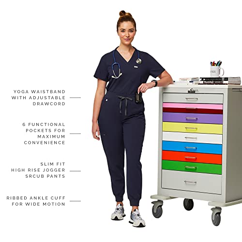 FIGS Zamora High Waisted Jogger Style Scrub Pants for Women - Navy, Petite XS - Image 2
