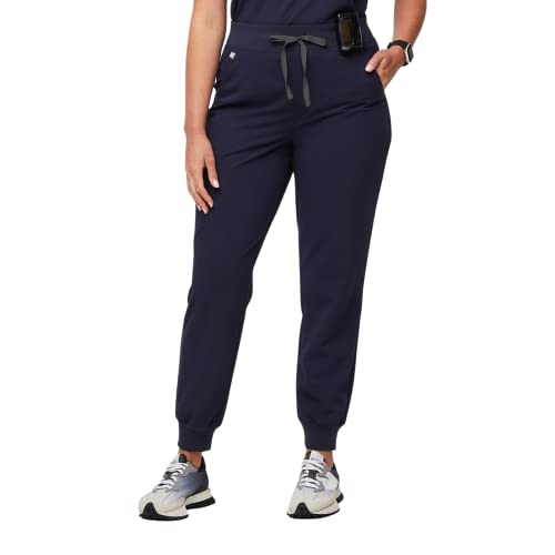 FIGS Zamora High Waisted Jogger Style Scrub Pants for Women - Navy, Petite XS - Image 1