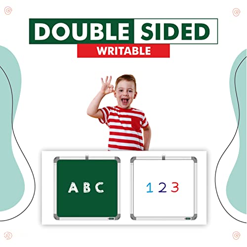 YAJNAS Non Magnetic Mini Writing Whiteboard & Chalkboard Combo 28x28 cm Reusable Writing Pad for Home School Study Practice - Image 2