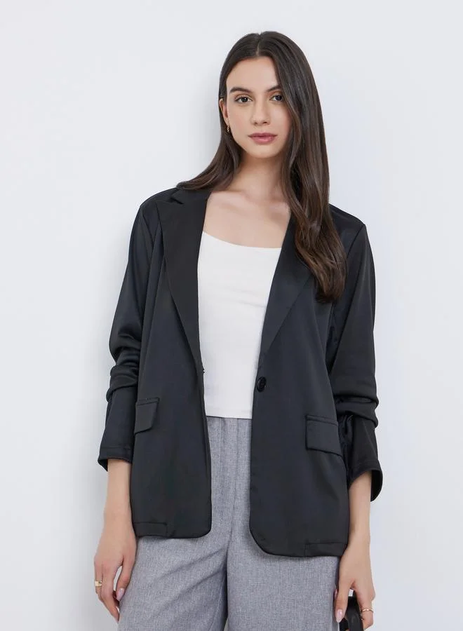 Take Two Take Two Black Casual Blazer with Single Button