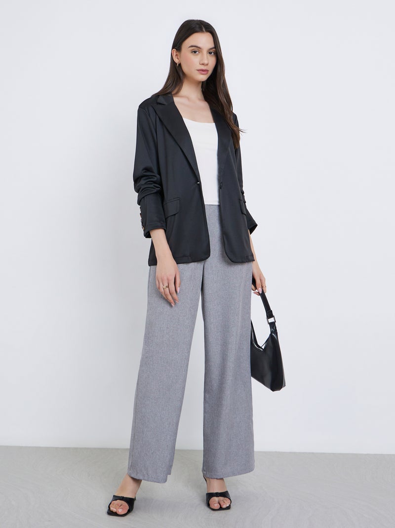 Take Two Black Casual Blazer with Single Button - Image 2