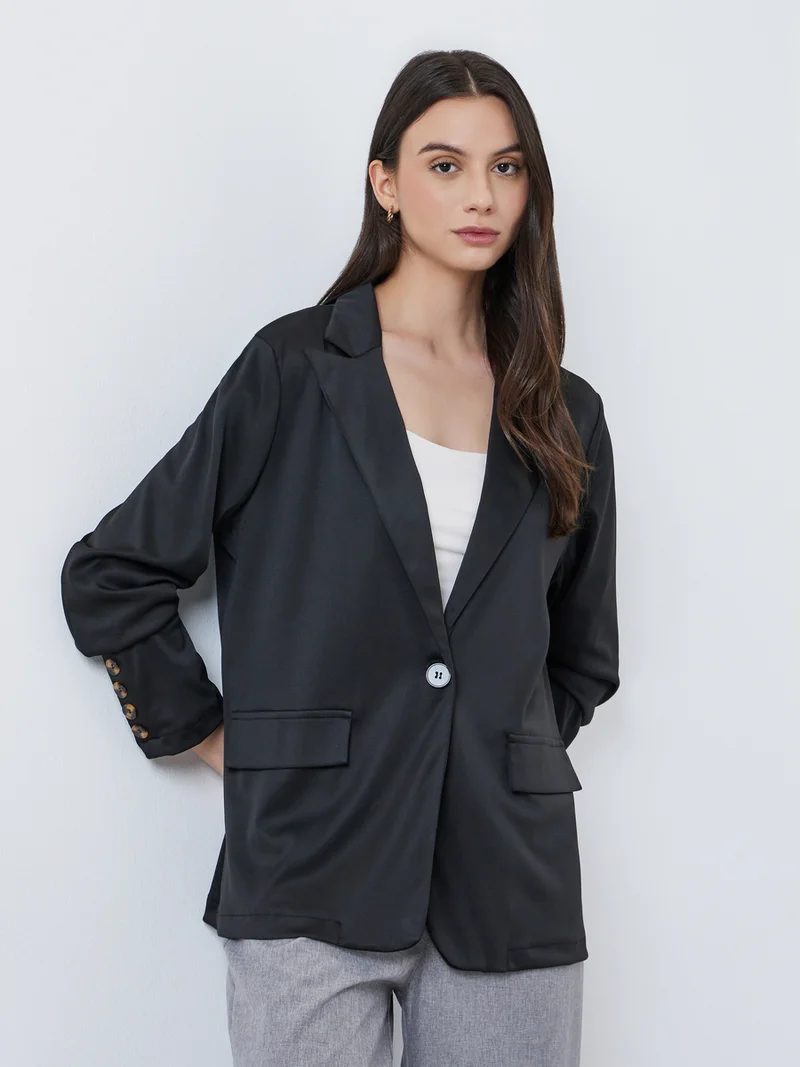 Take Two  Take Two Black Casual Blazer with Single Button for Women | Best Price UAE