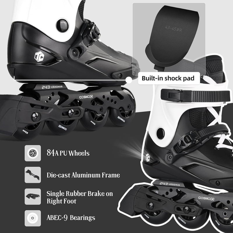 COSMOID TC Inline Skates for Adults & Teens – Professional Roller Blades for Men & Women, Fitness & Recreation Skates, Black, Size 4-13 - Image 5