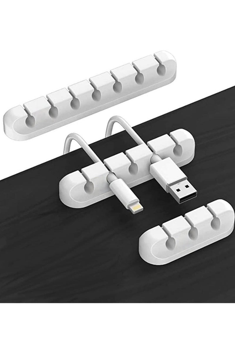 Cable Management Clips for Power Cord - USB Cable - TV Cable - PC - Home and Office - Desktop Cable - 3 Pieces Cable Clips White - Image 1