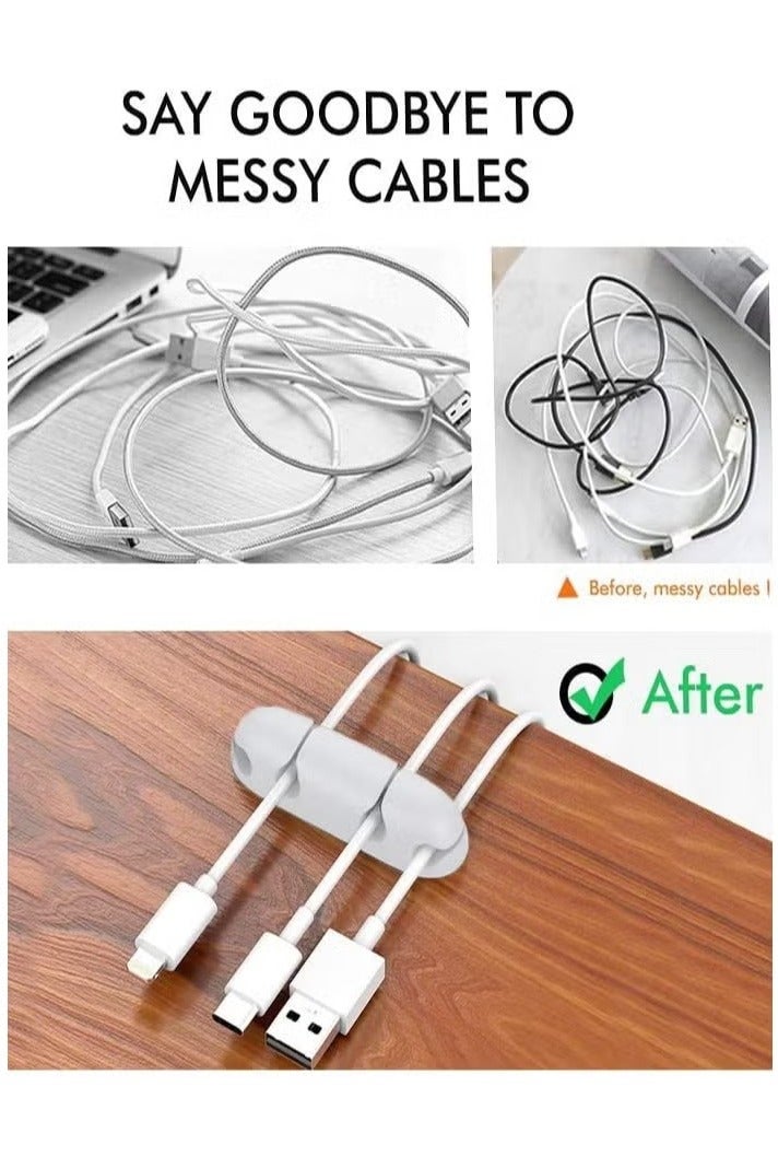 Cable Management Clips for Power Cord - USB Cable - TV Cable - PC - Home and Office - Desktop Cable - 3 Pieces Cable Clips White - Image 2