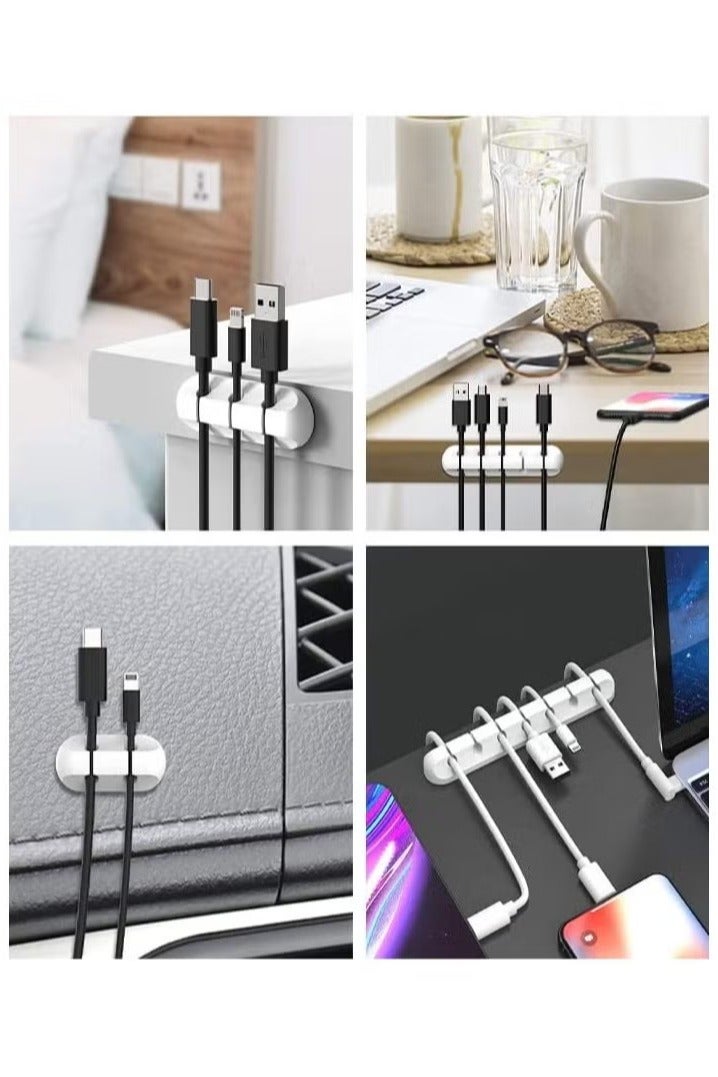Cable Management Clips for Power Cord - USB Cable - TV Cable - PC - Home and Office - Desktop Cable - 3 Pieces Cable Clips White - Image 3