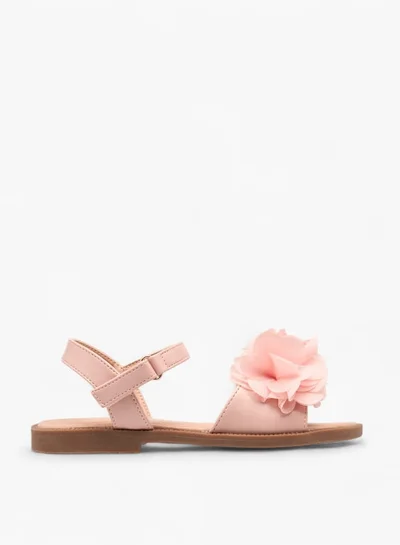 Flora Bella By Shoexpress Girls Floral Accent Strap Sandals With Hook And Loop Closure