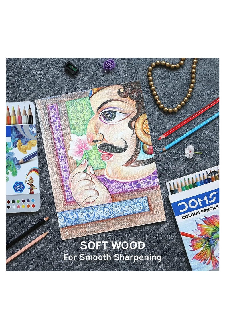 دومس مجموعة أقلام تلوين دومز فائقة النعومة وغير سامة في علبة مسطحة من القصدير (12 لونًا متنوعًا) - Image 2