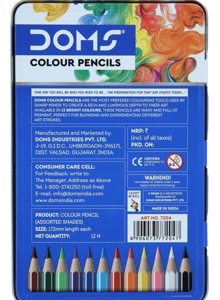دومس مجموعة أقلام تلوين دومز فائقة النعومة وغير سامة في علبة مسطحة من القصدير (12 لونًا متنوعًا) - Image 3