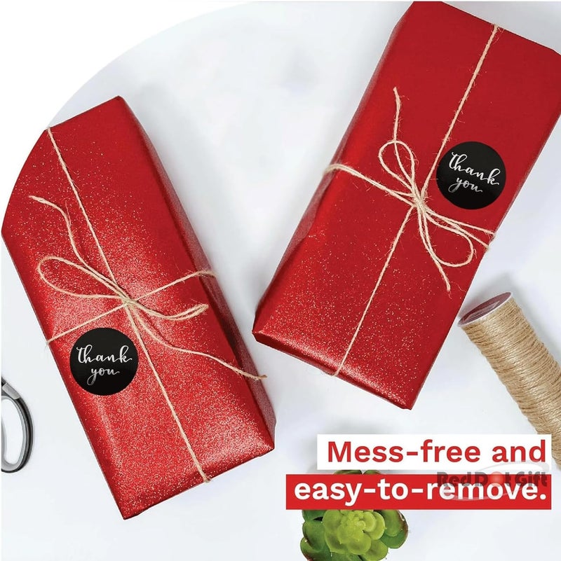 Red Dot Gift 500 pcs (3.8cm) Round Black Thank You Stickers Labels Roll Seals Thank You Waterproof Stickers with Beautiful Design Stickers Roll, Purchase Stickers with Silver Foil. - Image 5