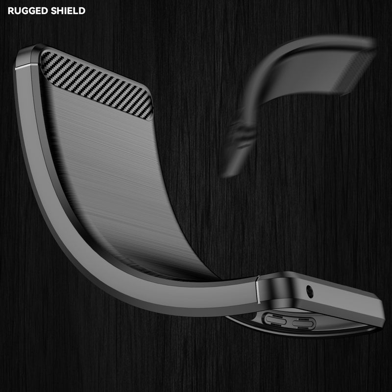 HuHa Case Cover For Xiaomi Poco M4 Pro 5G Brushed Texture Carbon Fiber TPU Phone Case(Black) - Image 5
