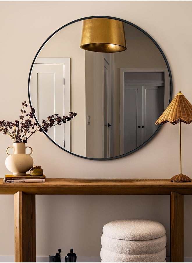 Taimi Round Makeup Mirror with Black Frame, Makeup Mirror Suitable for Vanity, Dressing Room, Bedroom - 80cm  - Image 2