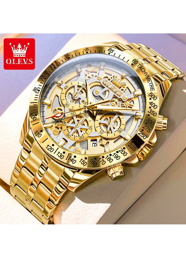 أوليفز ساعة رجالية كوارتز ستانلس ستيل مقاومة للماء باللون الذهبي 44 مم 9913 - Image 1