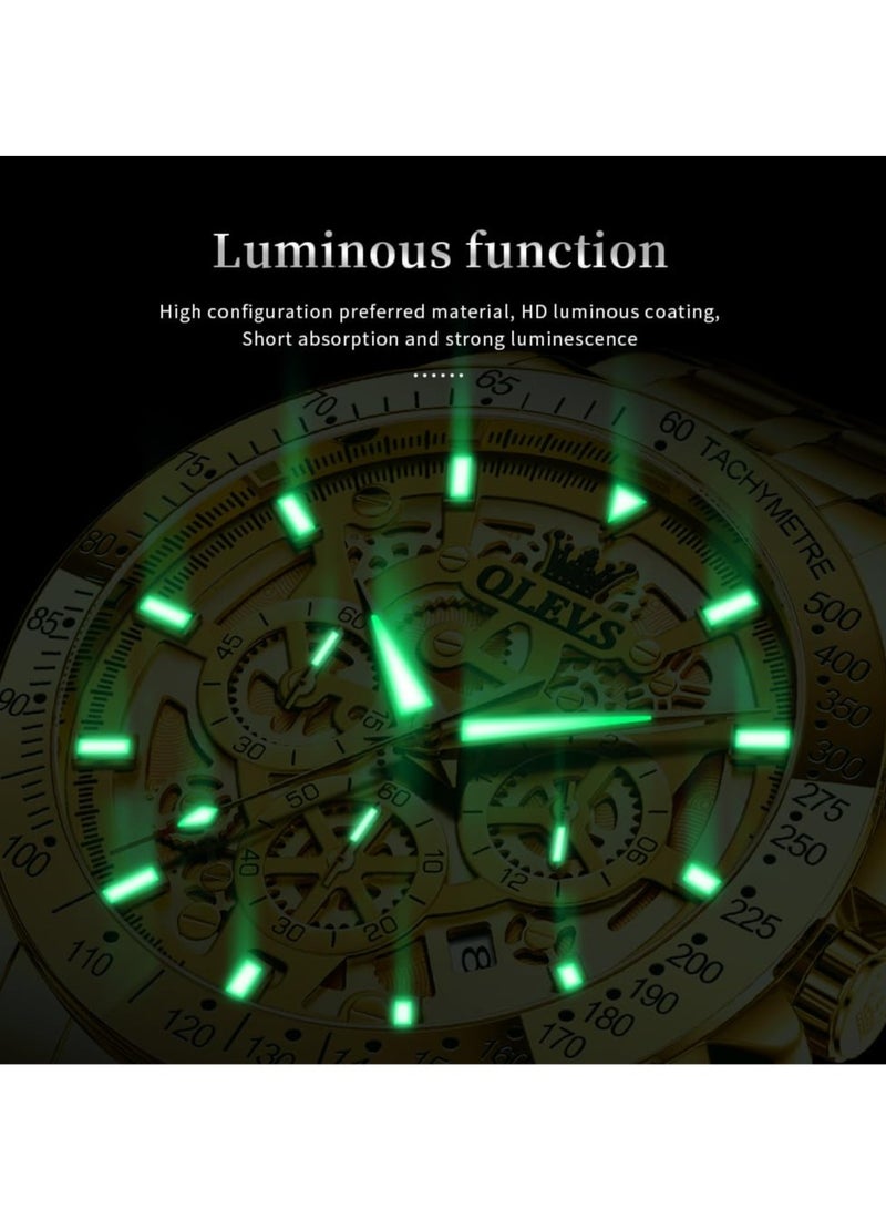 أوليفز ساعة رجالية كوارتز ستانلس ستيل مقاومة للماء باللون الذهبي 44 مم 9913 - Image 3