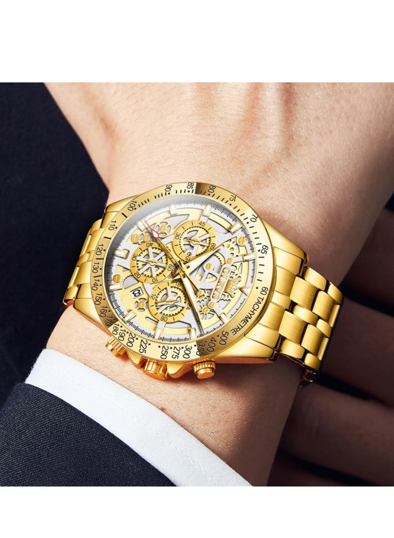 أوليفز ساعة رجالية كوارتز ستانلس ستيل مقاومة للماء باللون الذهبي 44 مم 9913 - Image 2