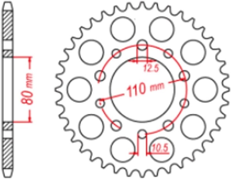 QASULER 525 42T Motorcycle Rear Sprocket - Image 2