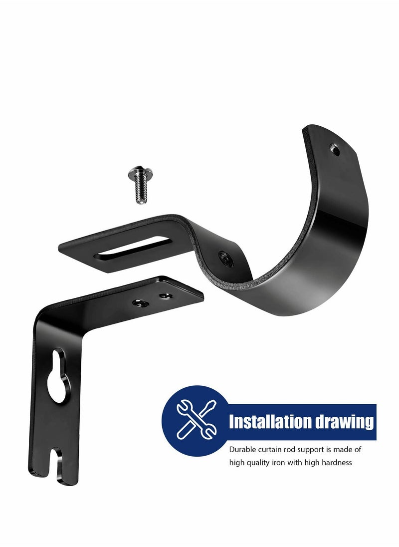 Generic - Curtain Rod Brackets General Adjustable Holder Wall Bracket Hooks Outside Mounted Blinds with Screws for 1 Inch Diameter Black - Image 1