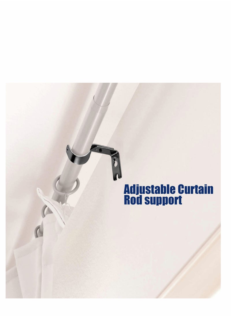 Generic - Curtain Rod Brackets General Adjustable Holder Wall Bracket Hooks Outside Mounted Blinds with Screws for 1 Inch Diameter Black - Image 1