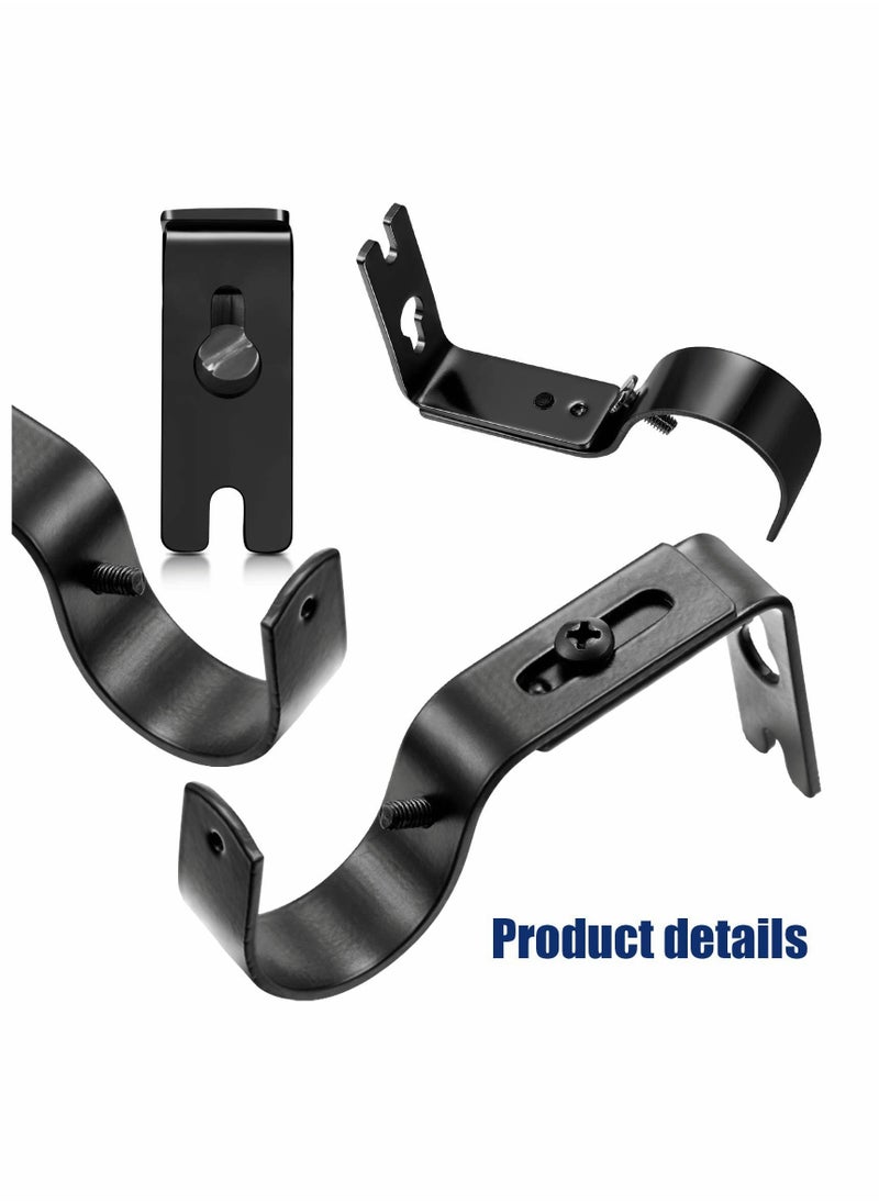 Generic - Curtain Rod Brackets General Adjustable Holder Wall Bracket Hooks Outside Mounted Blinds with Screws for 1 Inch Diameter Black - Image 1